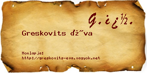 Greskovits Éva névjegykártya