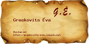Greskovits Éva névjegykártya